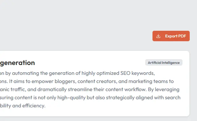 PDF Export Functionality